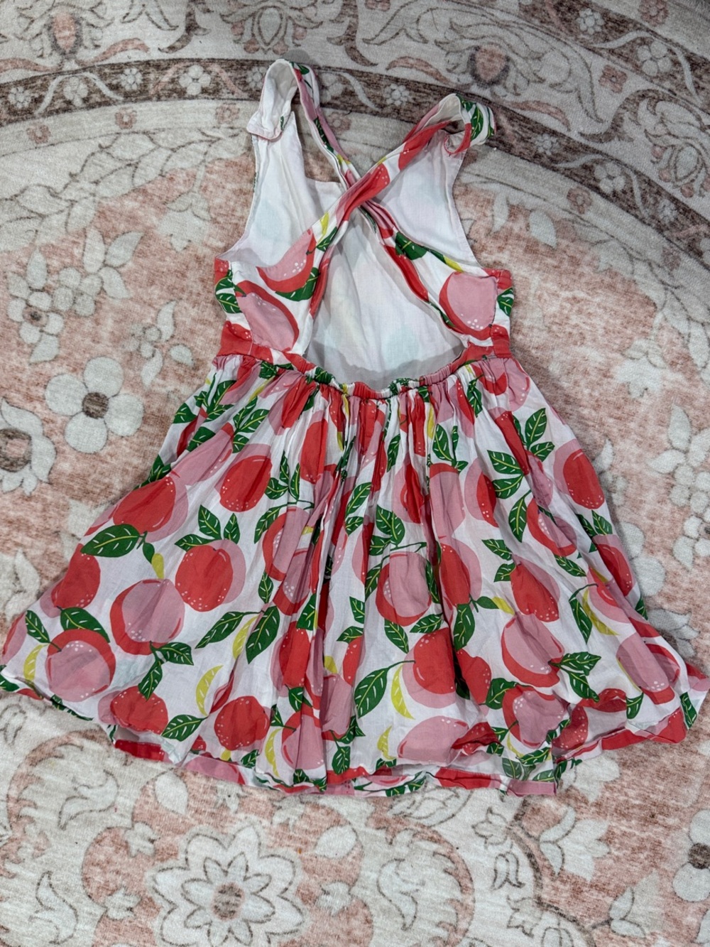 Girls Mini Boden Fruit Print Flouncy Sundress w/Criss-Cross Back Sz 6/7 EEUC - Picture 4 of 5